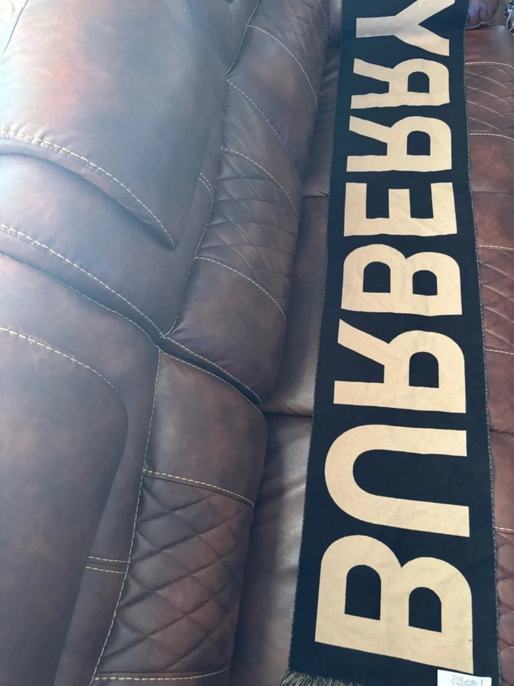 Burberry Beige and Black Logo Scarf Wrap - Picture 7 of 10